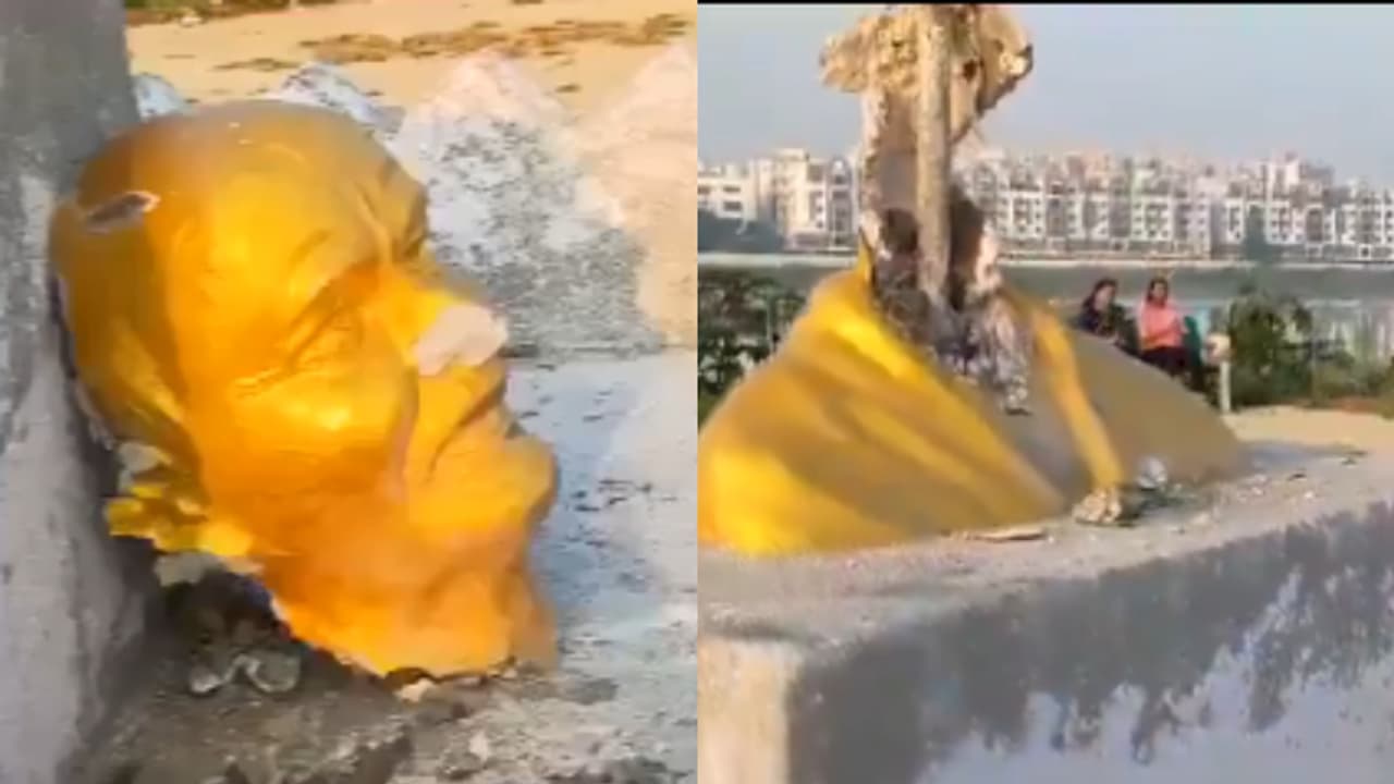 Mahatma Gandhi statue broken Mahatma Gandhi statue broken