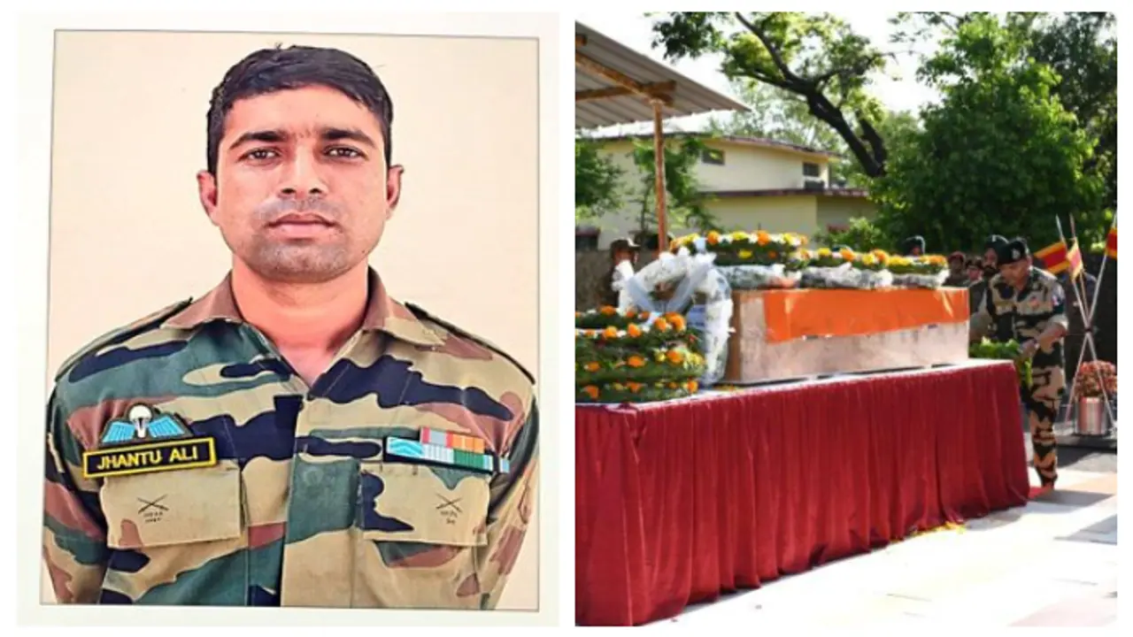 Havildar Of Indian Army Jhantu Ali Sheikh coffined body reached Nadia house bsm Havildar Of Indian Army Jhantu Ali Sheikh coffined body reached Nadia house bsm