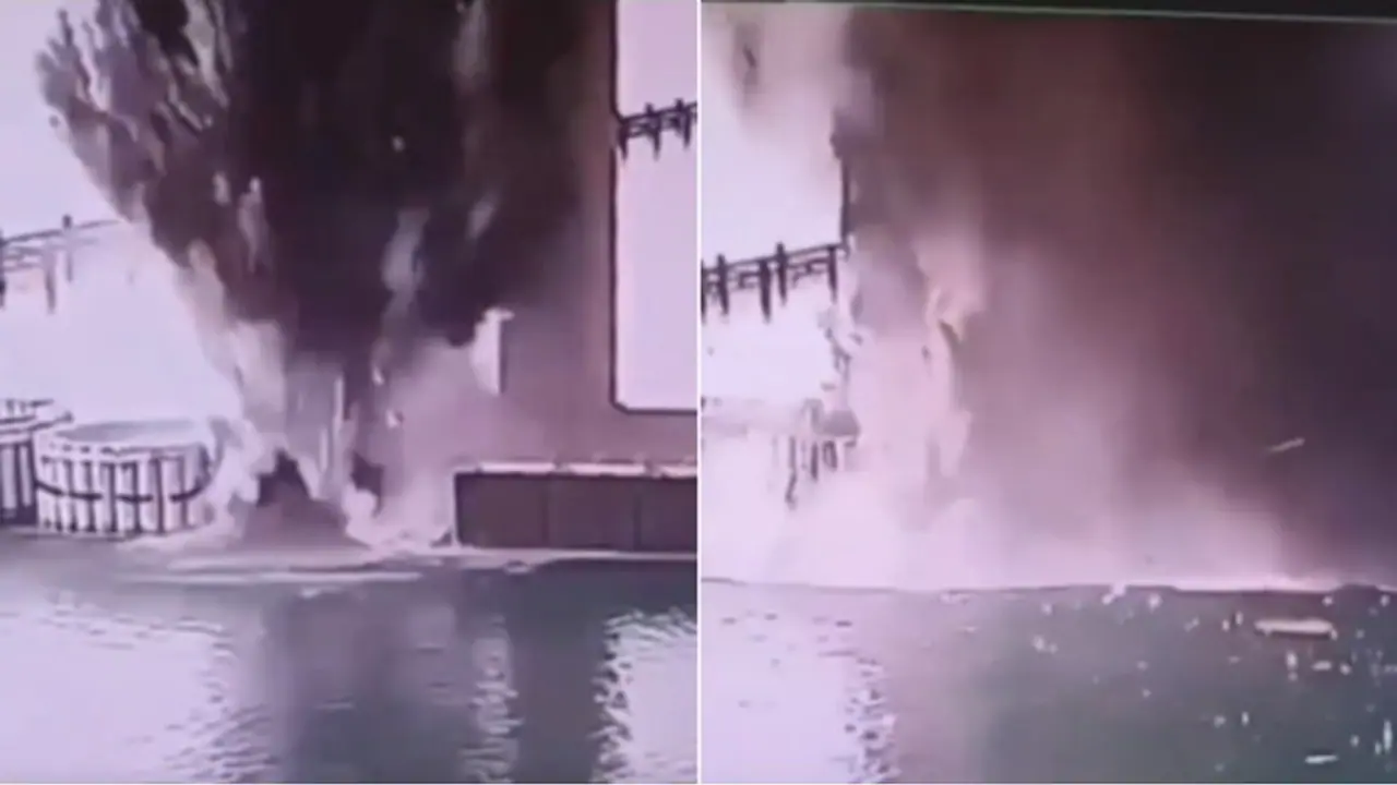 Screengrab of Russia Crimea bridge underwater bomb blast Screengrab of Russia Crimea bridge underwater bomb blast
