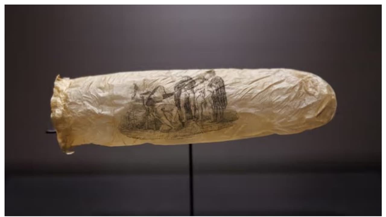  200 year old Condom With Erotic Painting