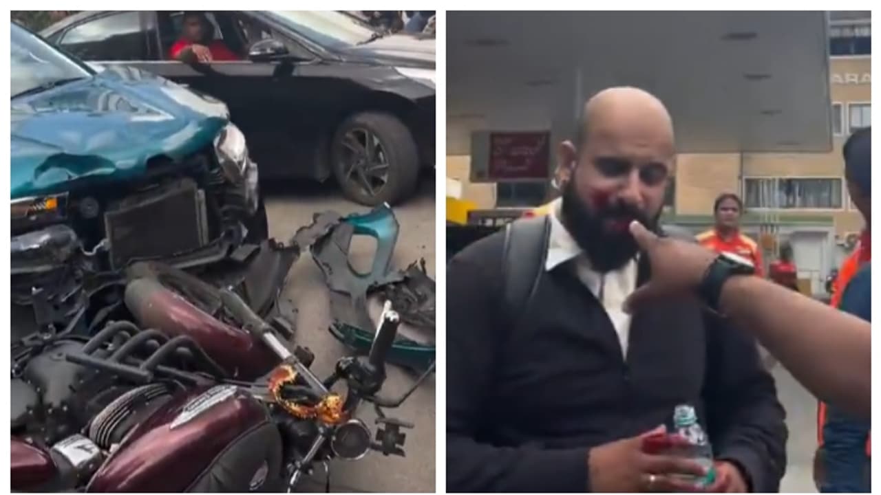 Bengaloure bike and car accident