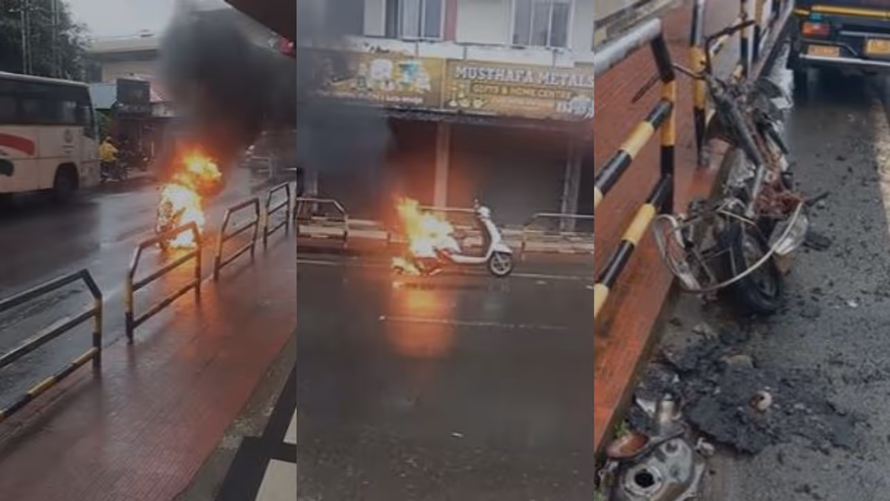 Scooter catches fire Scooter catches fire