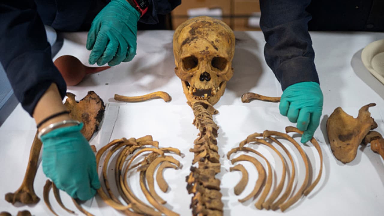 pre Hispanic burial that was found during an excavation to install a gas pipeline in Lima pre Hispanic burial that was found during an excavation to install a gas pipeline in Lima