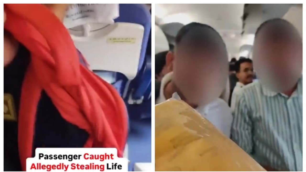 Man stealing life jacket from indigo flight