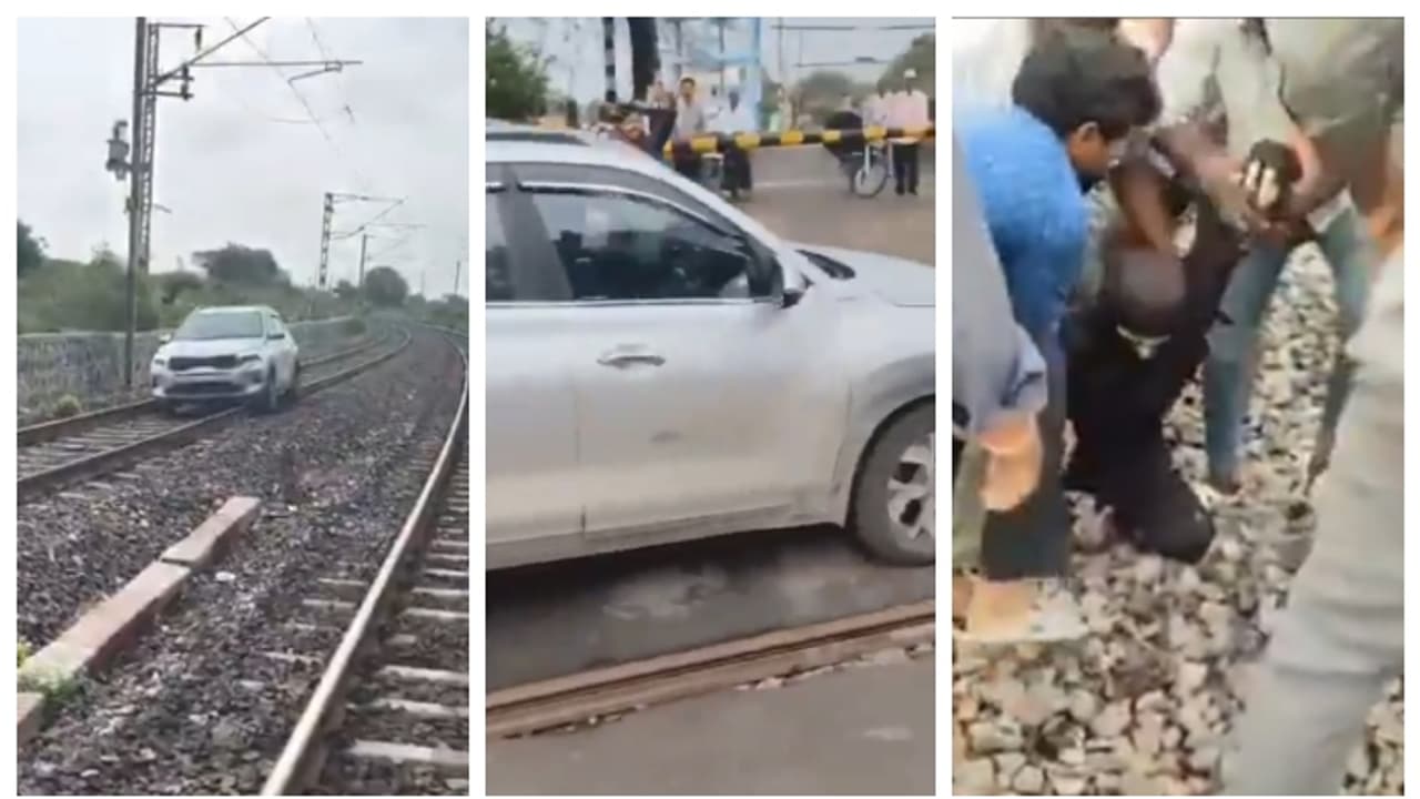 woman drove a car on the railway tracks after drinking in Hyderabad.