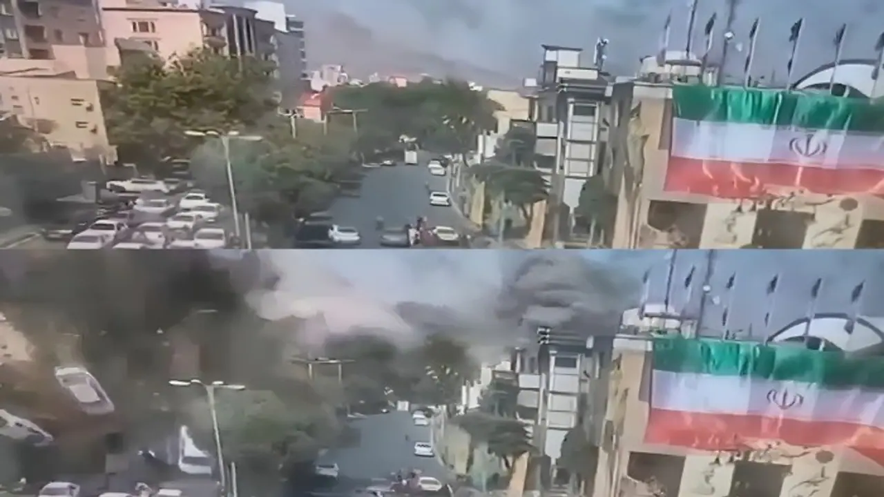 Screengrab of video of Israeli strike in Iran