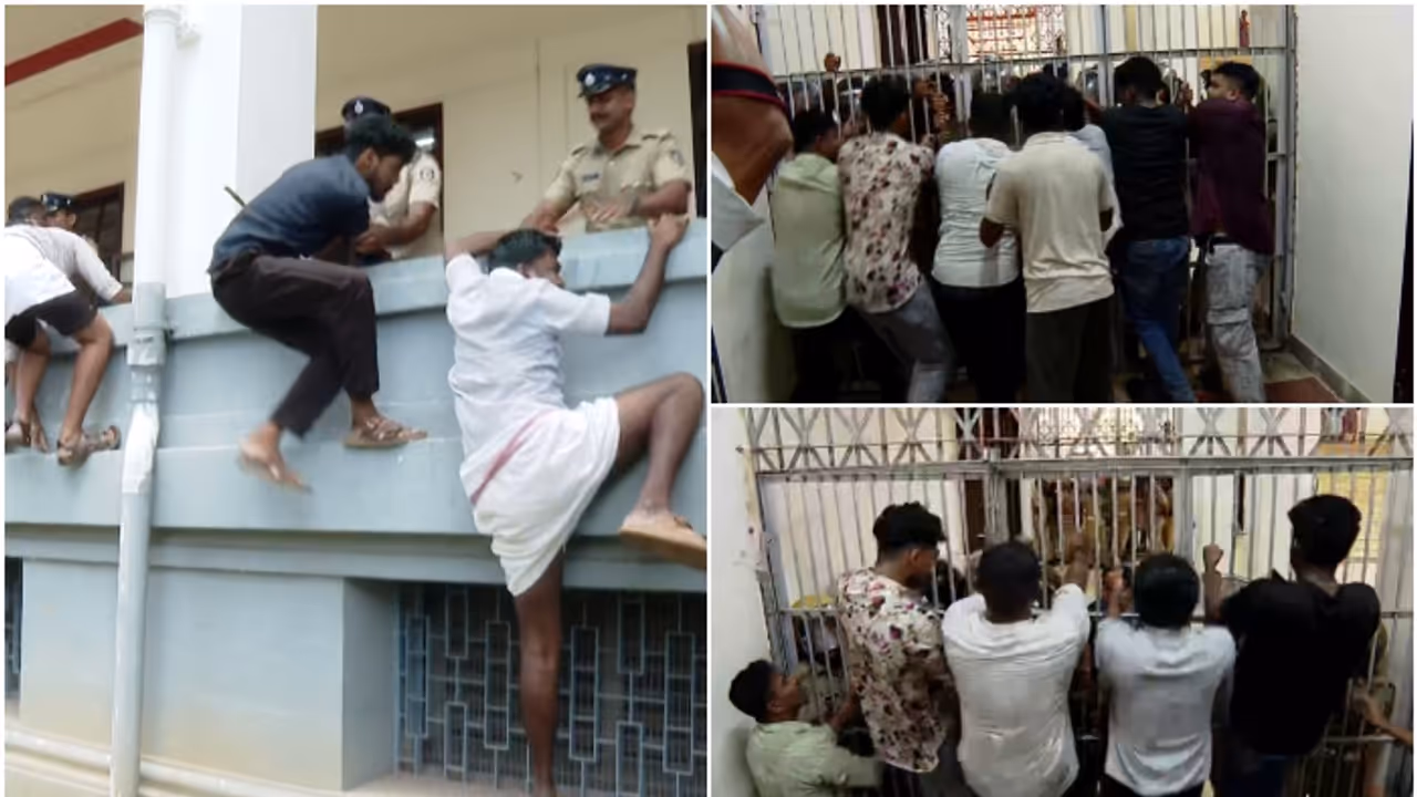 sfi march kerala university against governor and vice chancellor