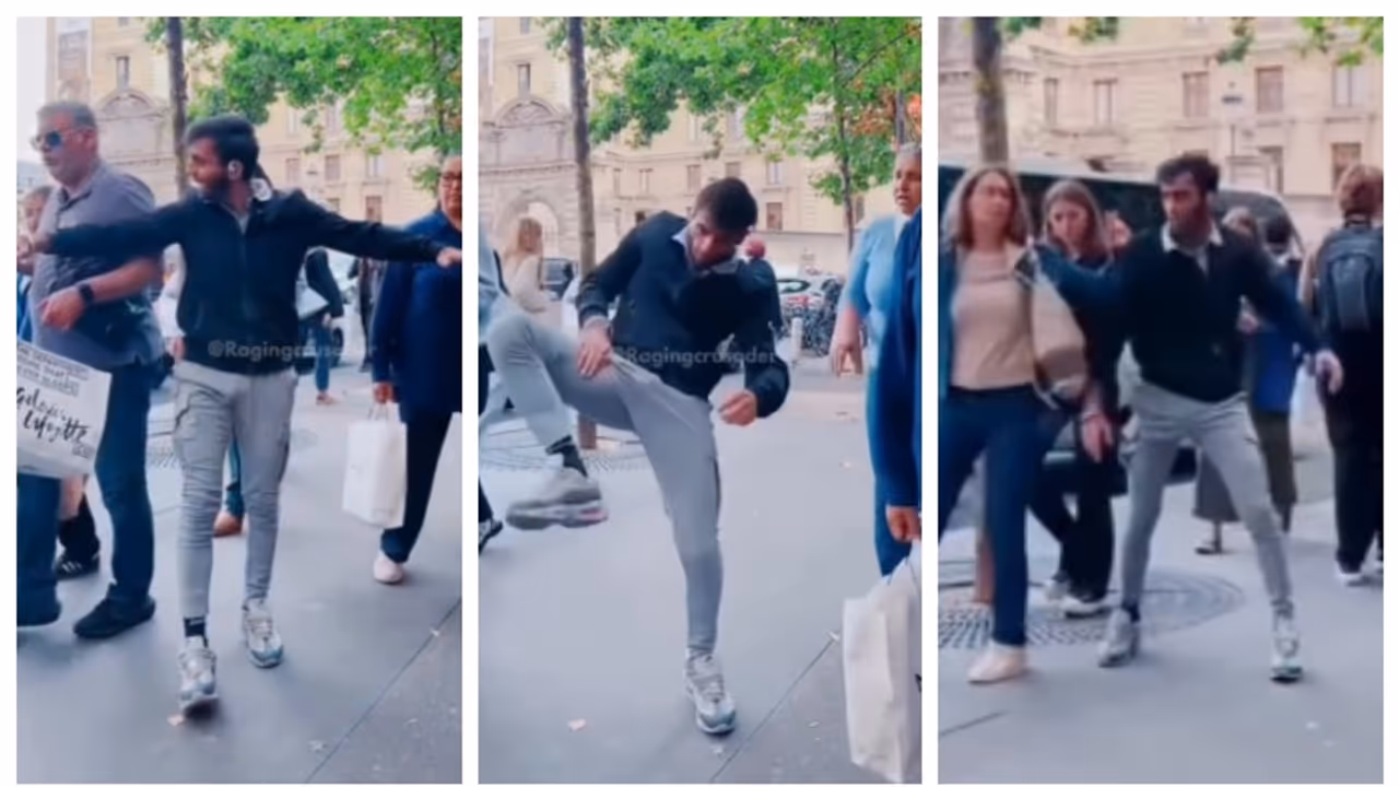 Indian youth on the streets of a foreign country with a reels shoot