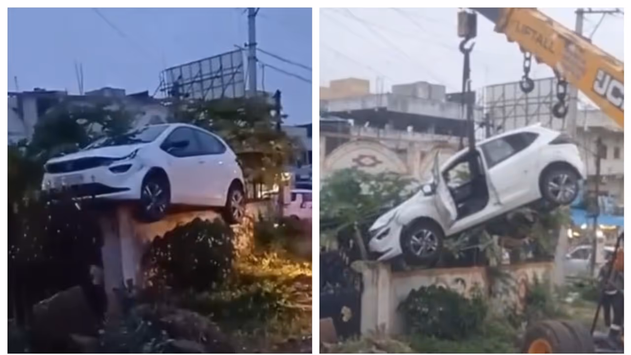 Drunk Driver Lands Car On Top Of House's wall Drunk Driver Lands Car On Top Of House's wall