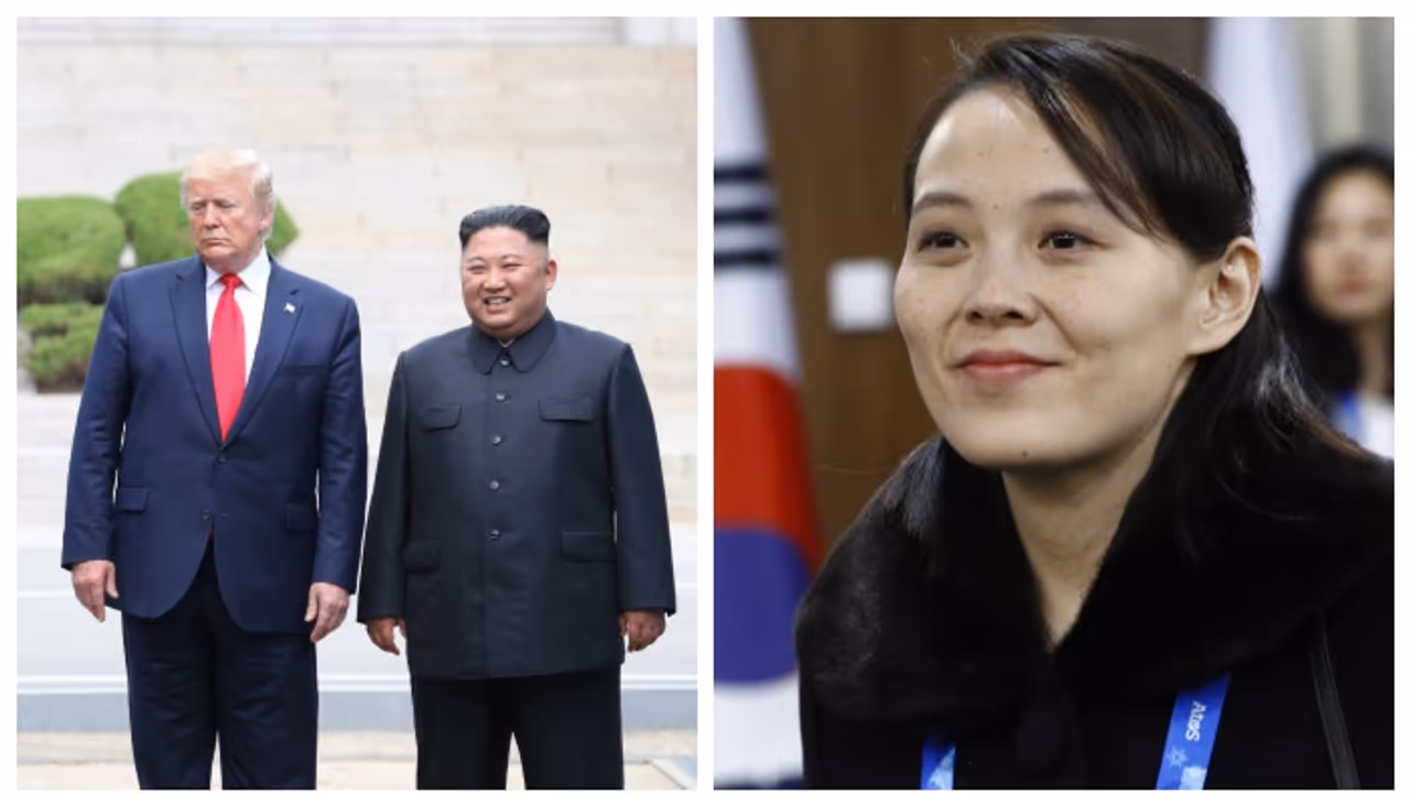 Donald Trump, Kim Jong Un and Kim Yo Jong