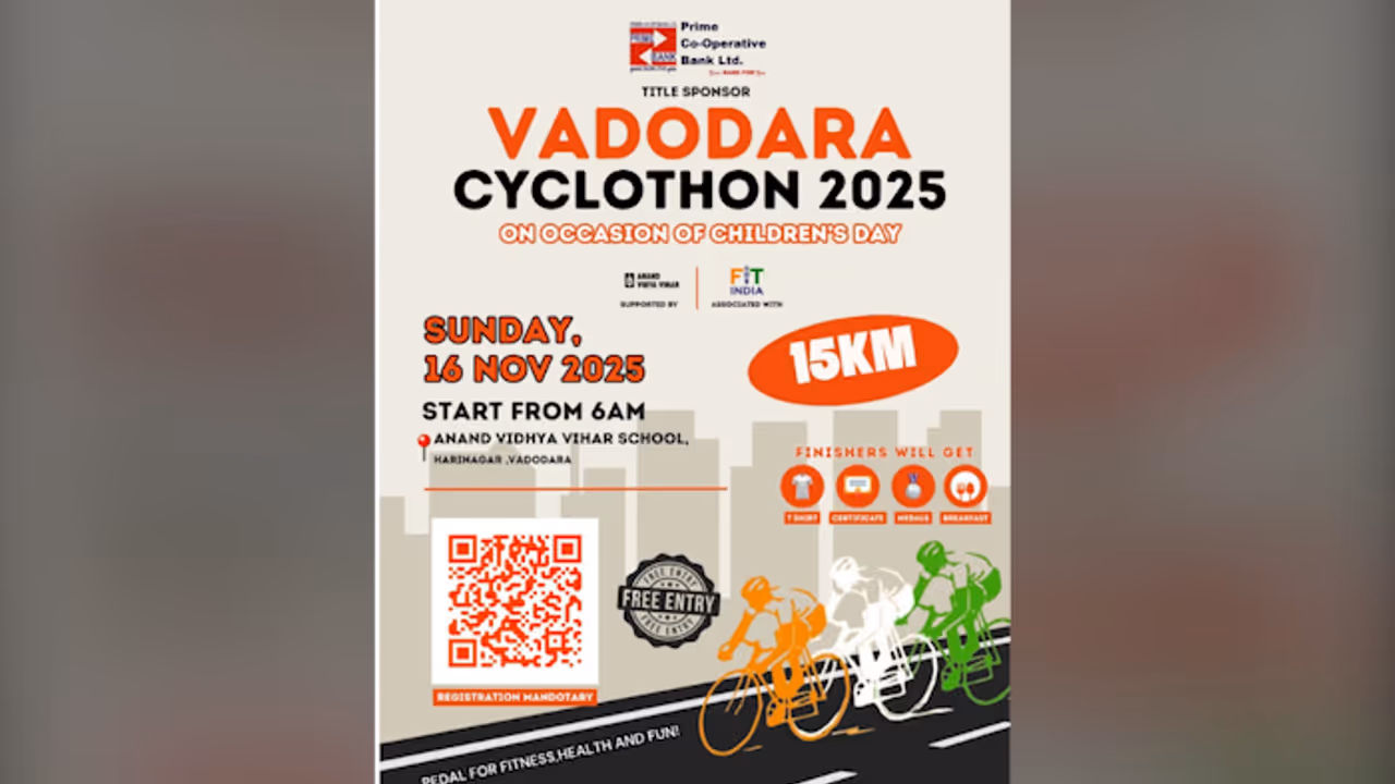 Prime Co op Bank Leads Vadodara’s Fitness Drive with Mega Cyclothon