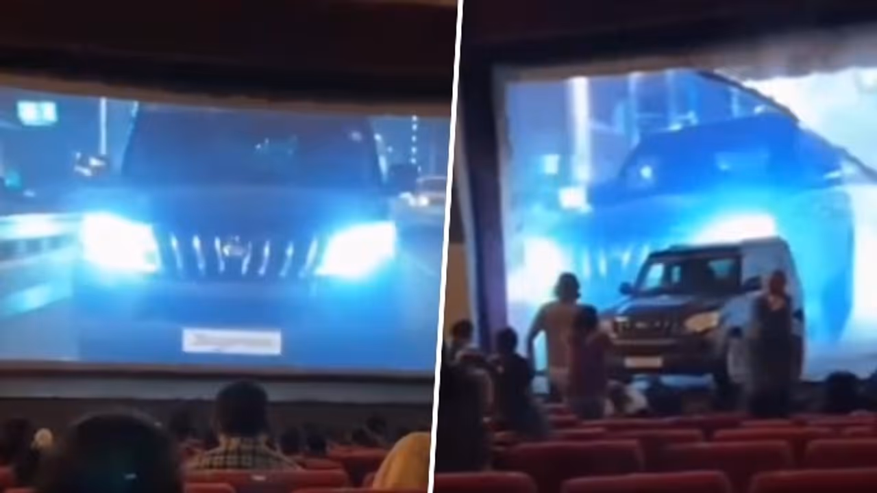 WATCH: SUV Crashes Through Cinema Screen Mid Movie, Viral Video Leaves Viewers Stunned WATCH: SUV Crashes Through Cinema Screen Mid Movie, Viral Video Leaves Viewers Stunned
