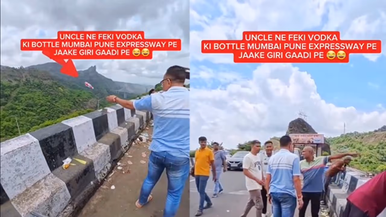 WATCH: Viral Video of Bottle Throwing Incident on Mumbai Pune Expressway Prompts Calls for Tough Action WATCH: Viral Video of Bottle Throwing Incident on Mumbai Pune Expressway Prompts Calls for Tough Action