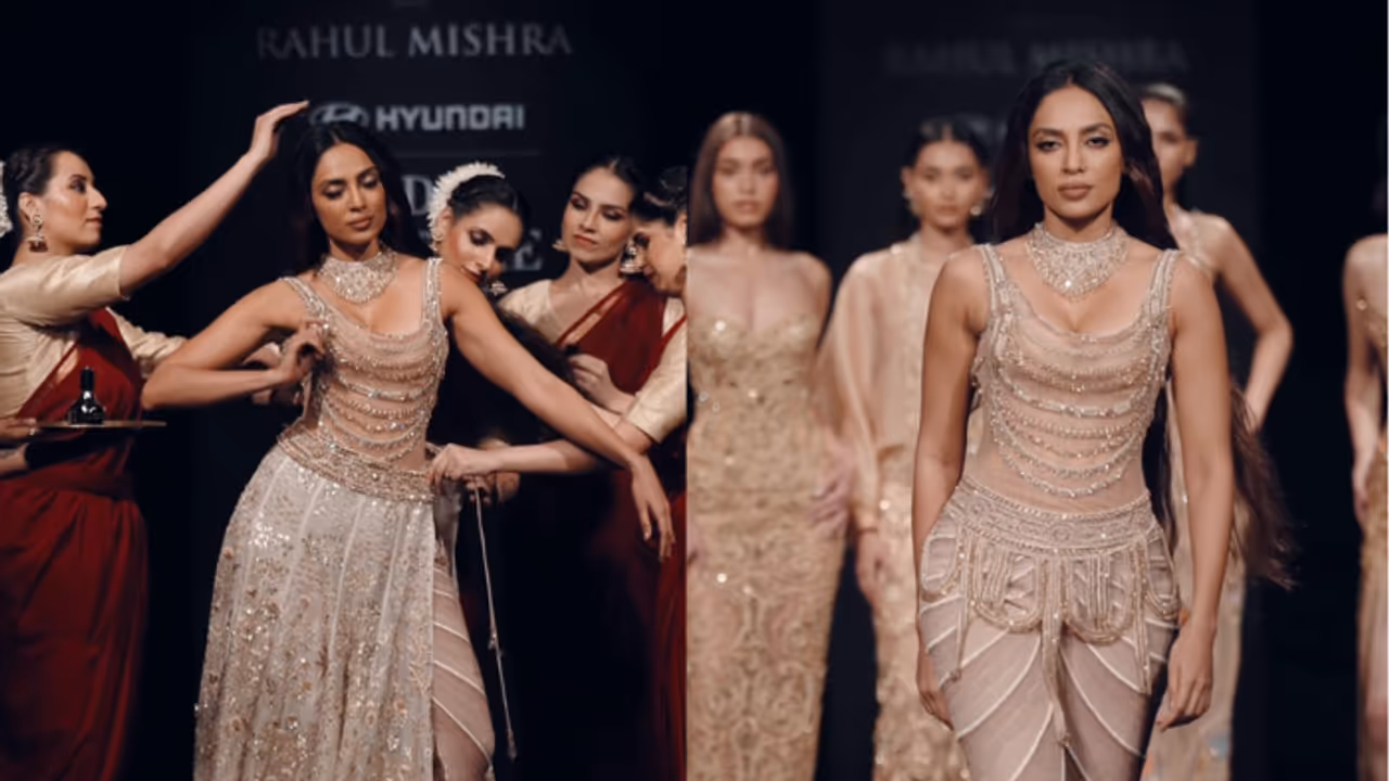 Sobhita Dhulipala Stuns as Rahul Mishra's Golden 'Devi' at India Couture Week 2026, Fan's Hail Her Beauty VIDEO Sobhita Dhulipala Stuns as Rahul Mishra's Golden 'Devi' at India Couture Week 2026, Fan's Hail Her Beauty VIDEO