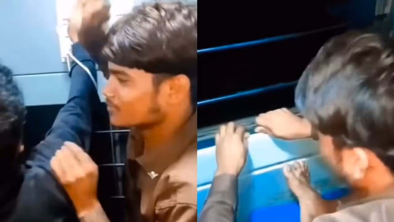 Caught on Camera: Man Casually Damages Train Window, Viral Video Sparks Outrage | WATCH Caught on Camera: Man Casually Damages Train Window, Viral Video Sparks Outrage | WATCH
