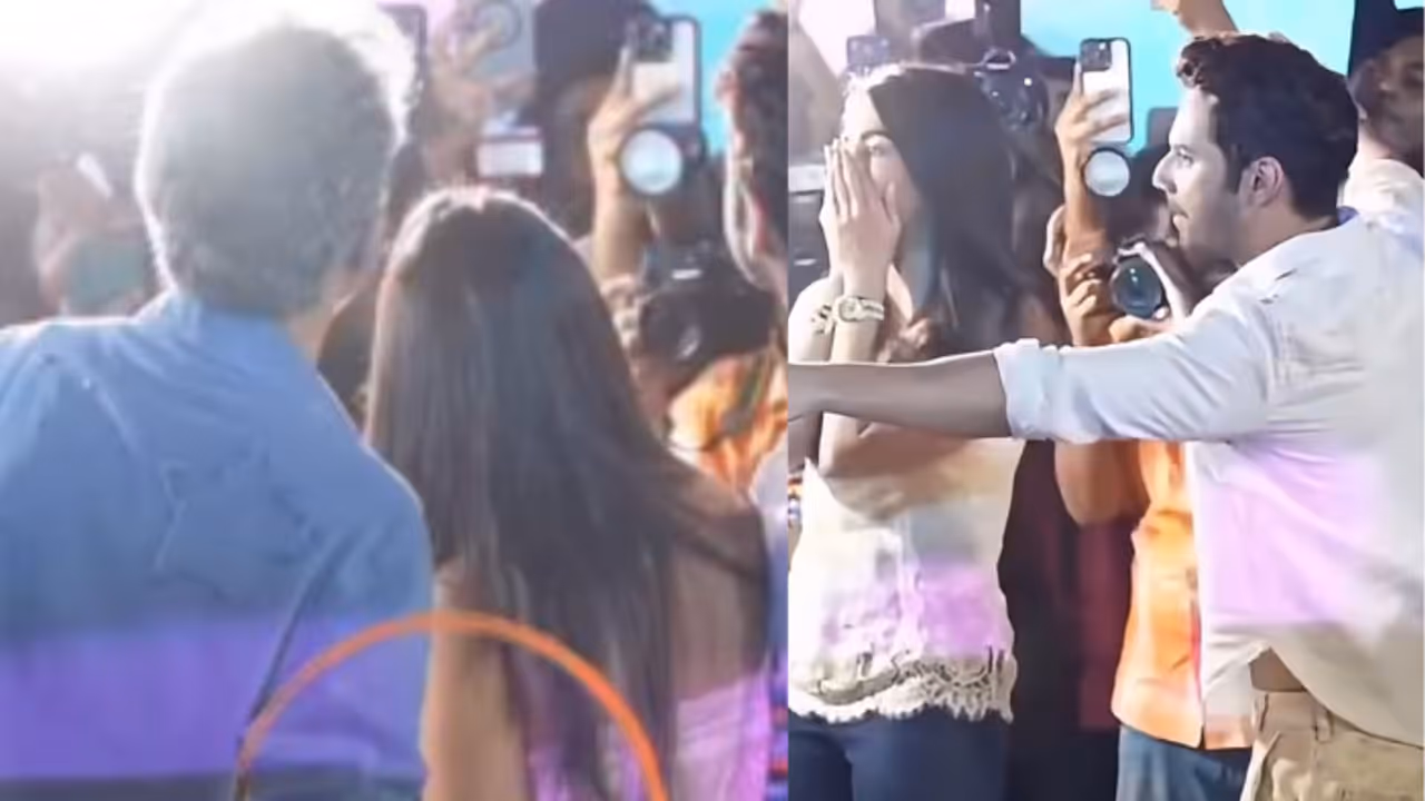 Pooja Hegde’s Shocked Reaction to Fan Getting Too Close Caught on Camera, Varun Dhawan Steps In | WATCH Pooja Hegde’s Shocked Reaction to Fan Getting Too Close Caught on Camera, Varun Dhawan Steps In | WATCH