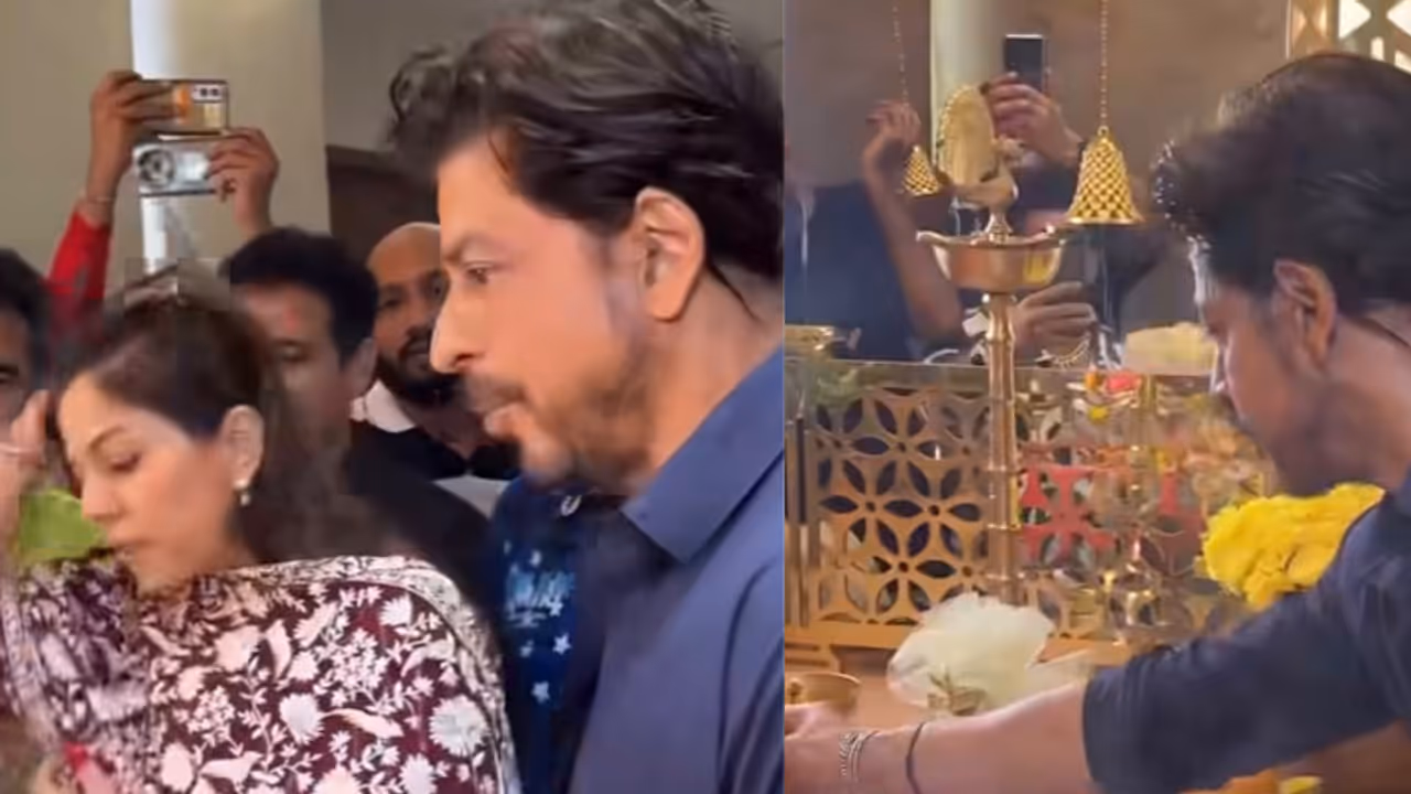 Shah Rukh Khan’s Sweet ‘Phool Ka Kya Karu’ Moment as He Seeks Blessings at Ganpati Pandal Wins Hearts | WATCH Shah Rukh Khan’s Sweet ‘Phool Ka Kya Karu’ Moment as He Seeks Blessings at Ganpati Pandal Wins Hearts | WATCH