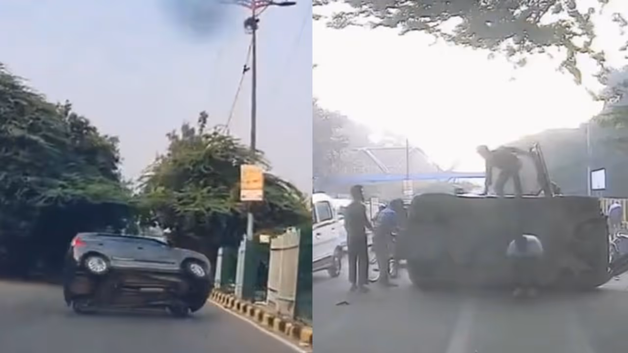 Watch Viral Video: WagonR Flips and Spins in Delhi, Passenger Escapes From Shattered Rear Window Watch Viral Video: WagonR Flips and Spins in Delhi, Passenger Escapes From Shattered Rear Window