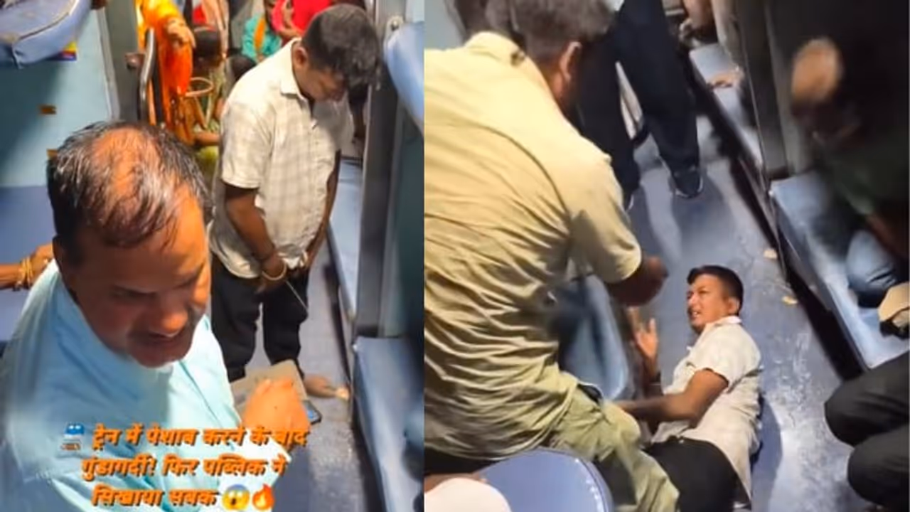 Viral Video | Man Allegedly Urinates Inside Crowded Train Coach, Passengers’ Reaction Sparks Debate (WATCH) Viral Video | Man Allegedly Urinates Inside Crowded Train Coach, Passengers’ Reaction Sparks Debate (WATCH)