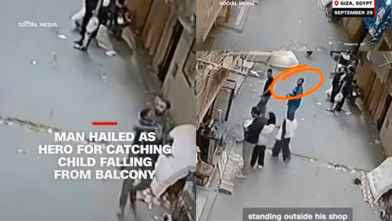 Egypt: Shopkeeper Races to Catch 5 Year Old Falling From Balcony, CCTV Captures Dramatic Rescue Egypt: Shopkeeper Races to Catch 5 Year Old Falling From Balcony, CCTV Captures Dramatic Rescue