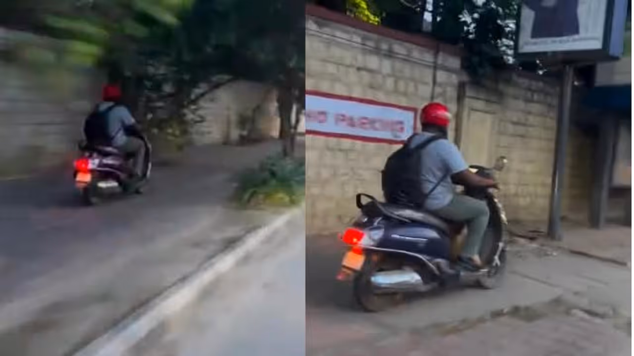 Bengaluru Man Rides Scooty on Crowded Footpath, Viral Video Sparks Outrage | WATCH Bengaluru Man Rides Scooty on Crowded Footpath, Viral Video Sparks Outrage | WATCH