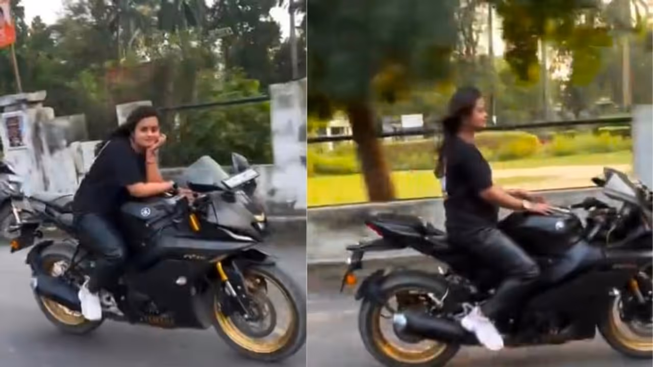 UP Viral Video: Sitapur Woman Performs Risky Bike Stunt Without Helmet, Gets Rs 16,000 Challan | WATCH UP Viral Video: Sitapur Woman Performs Risky Bike Stunt Without Helmet, Gets Rs 16,000 Challan | WATCH