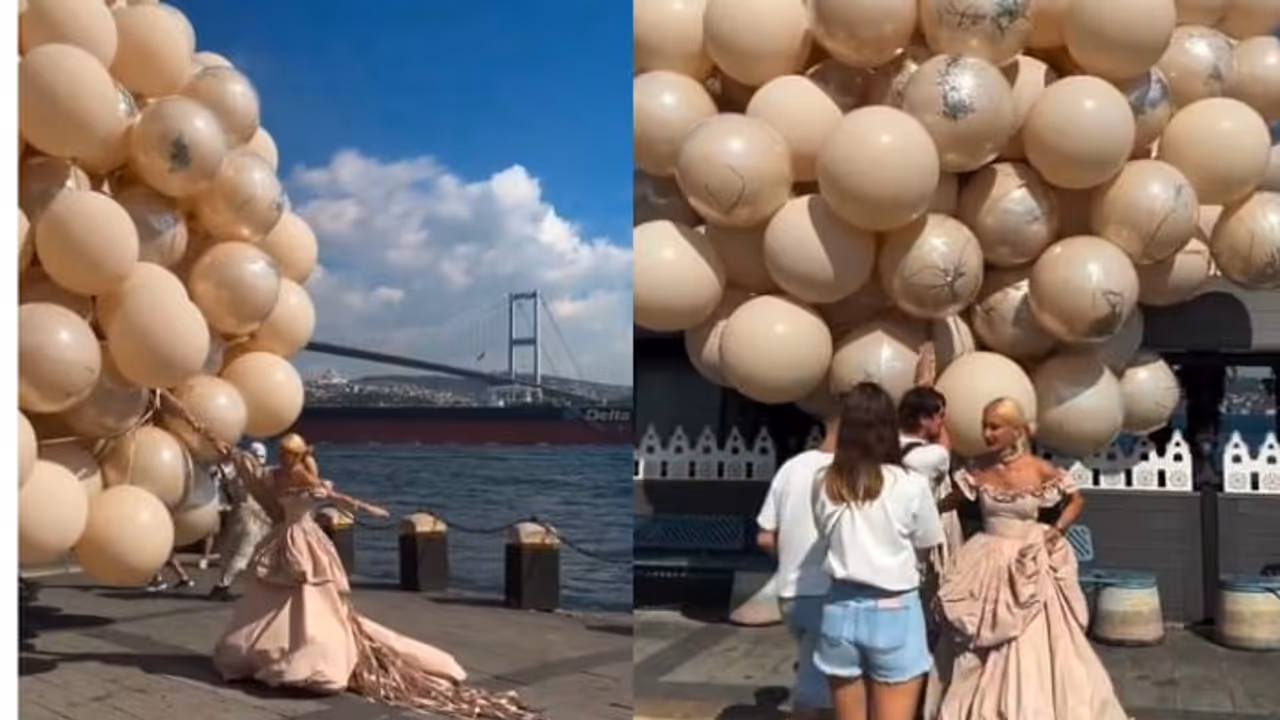 Viral Video Shows Istanbul Bride Nearly Swept Away By Giant Balloons During Wedding Photoshoot (WATCH) Viral Video Shows Istanbul Bride Nearly Swept Away By Giant Balloons During Wedding Photoshoot (WATCH)