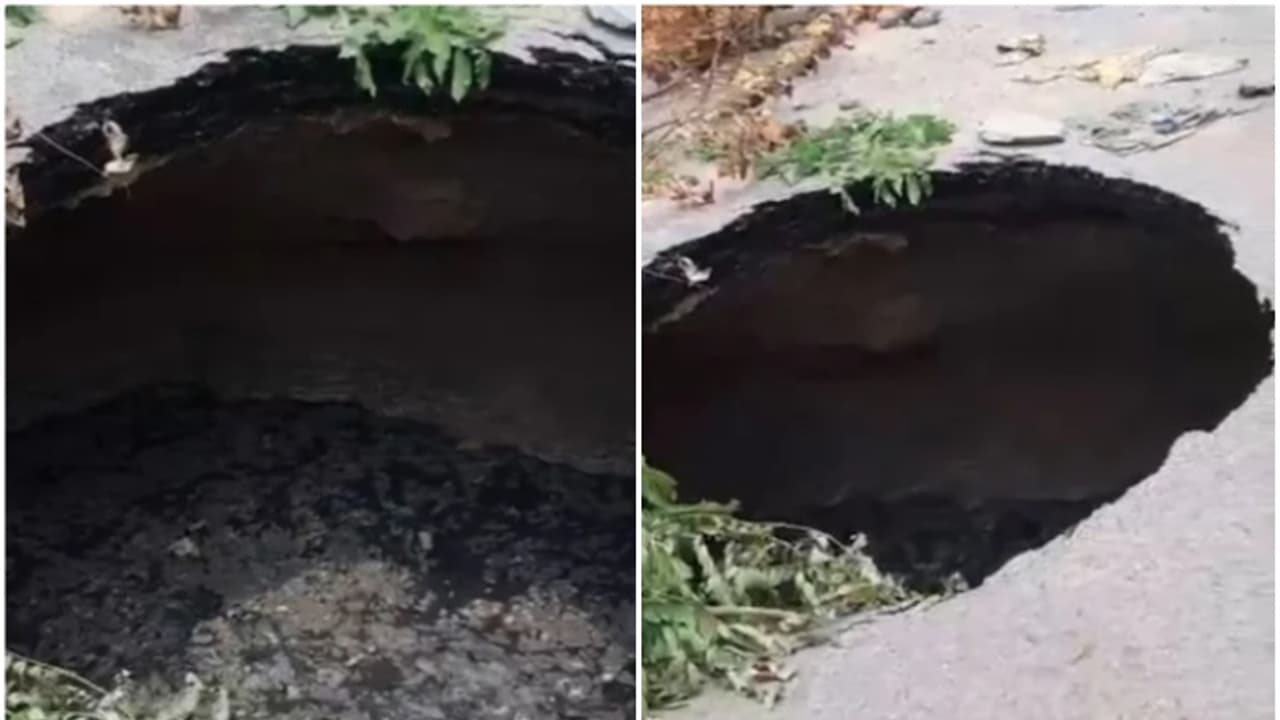 Road caved in Road caved in