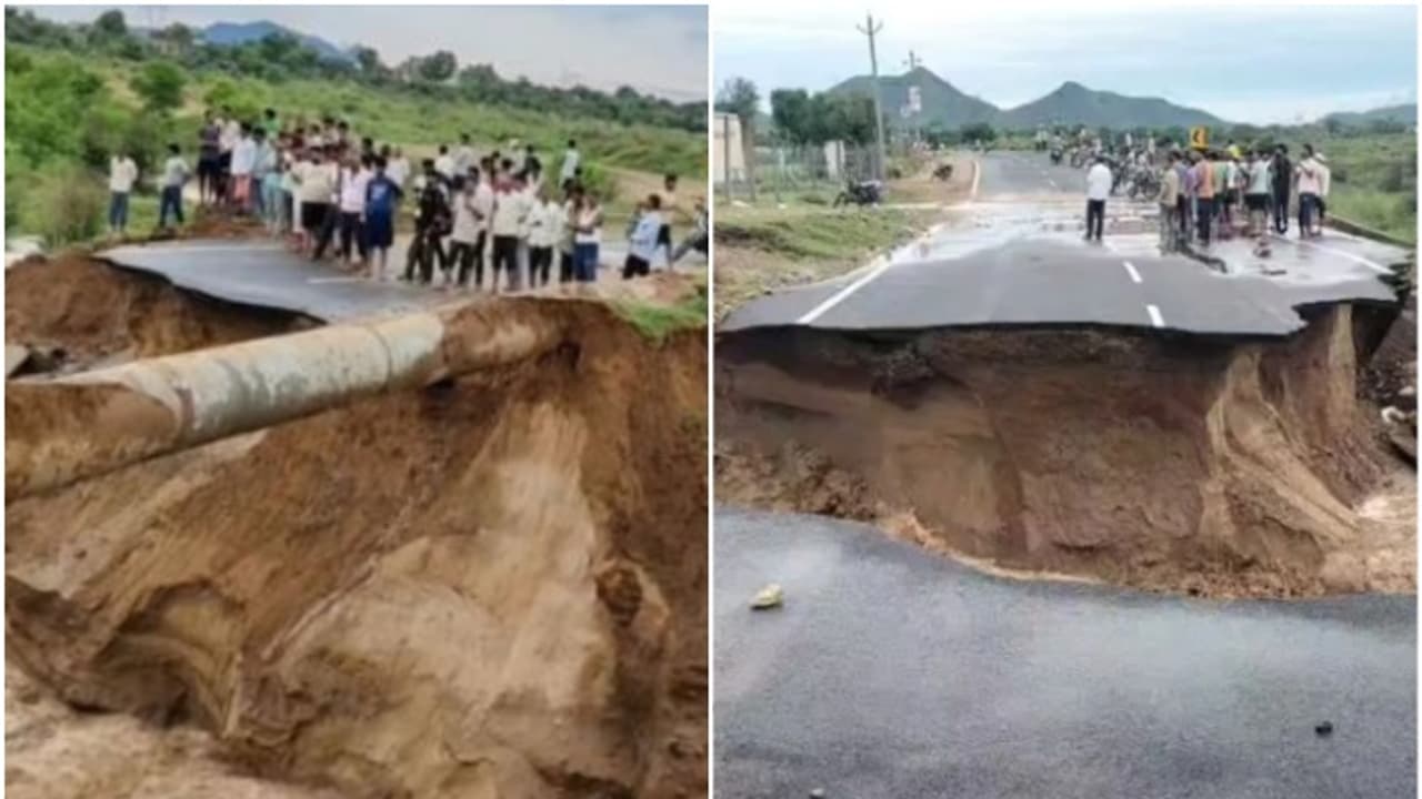 Road collapsed in Jaipur Road collapsed in Jaipur