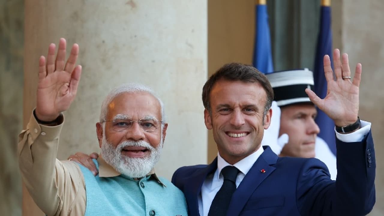 Narendra Modi Emmanuel Macron photo Narendra Modi Emmanuel Macron photo