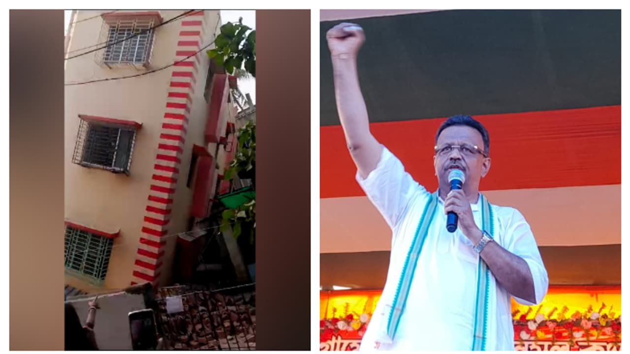 Firhad Hakim went to the scene to inspect the leaning apartment building in Baghajatin bsm