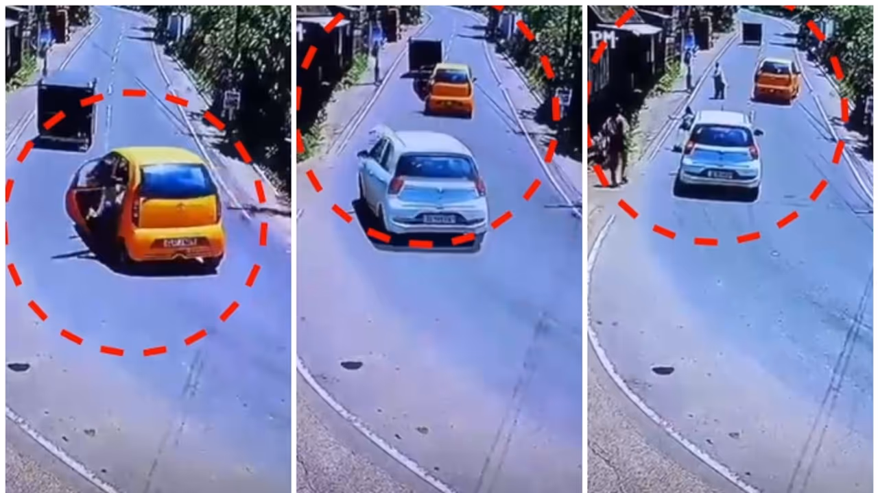  mother and child fall from the moving car