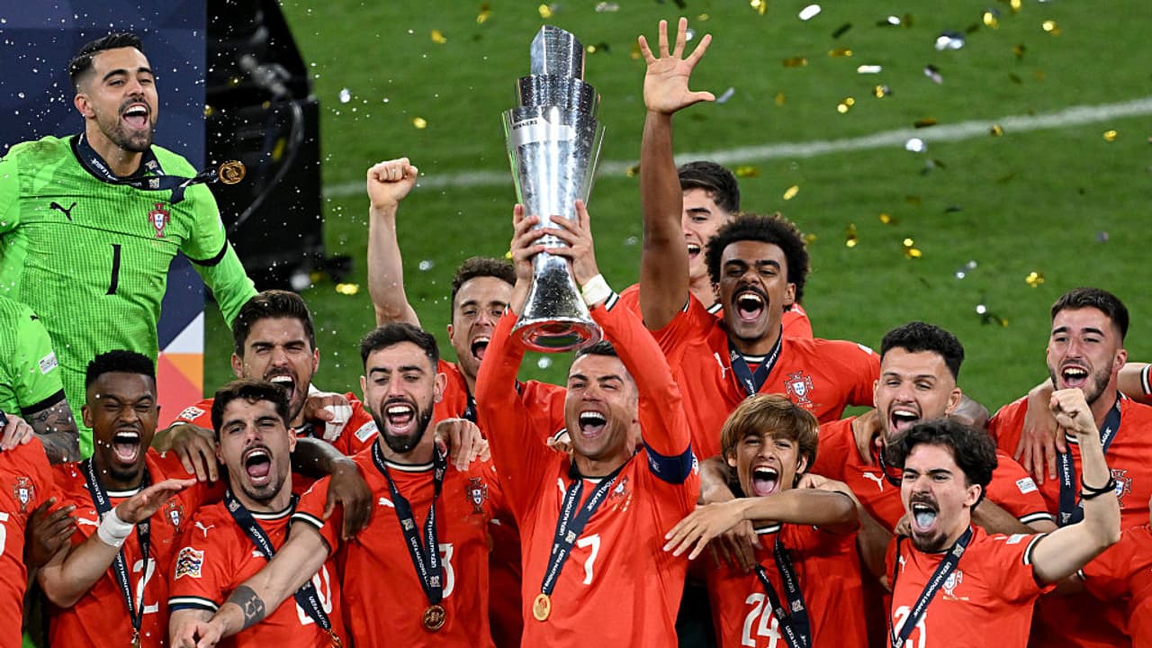Portugal lift UEFA Nations League trophy Portugal lift UEFA Nations League trophy