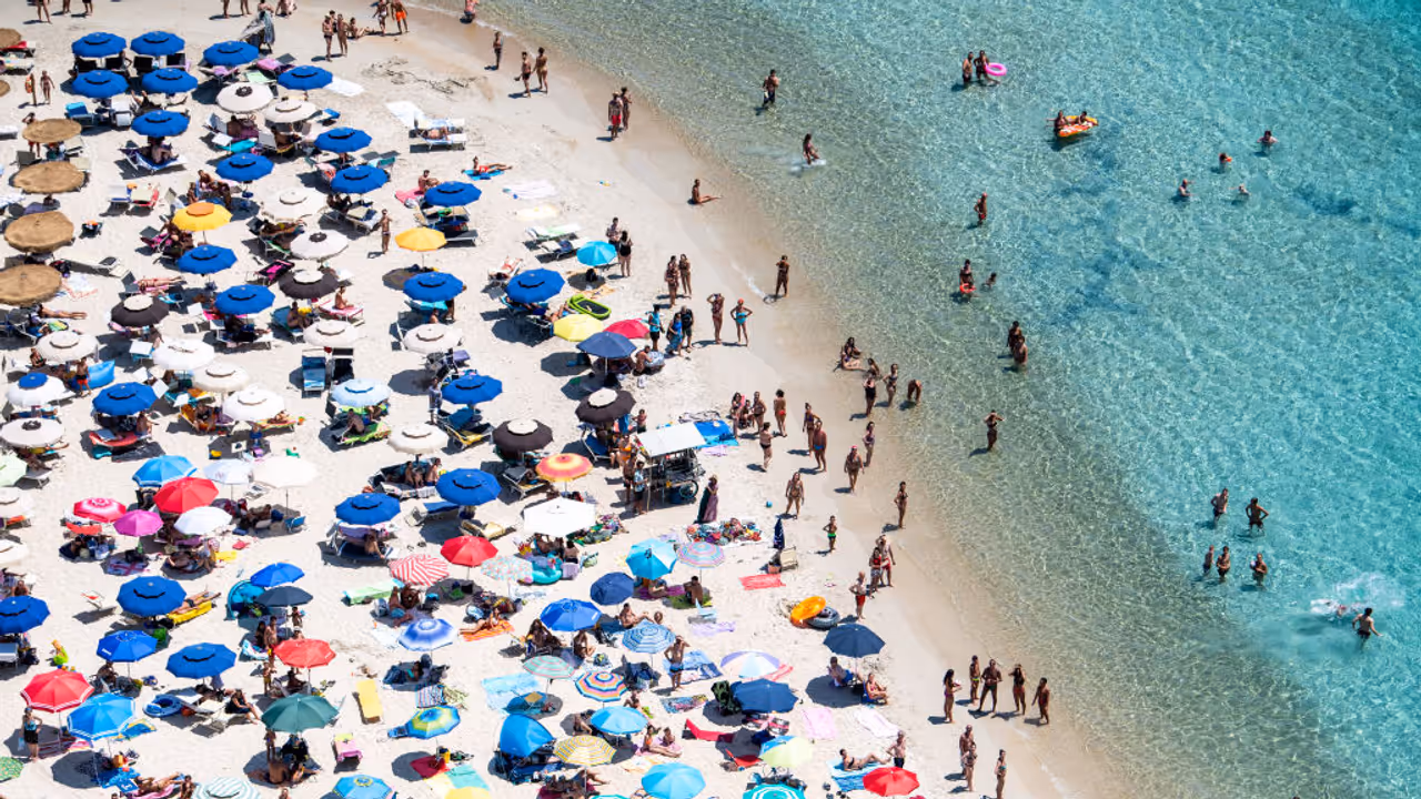 Aerial Views Of Italian Coastlines During Summertime VILLASIMIUS, ITALY Aerial Views Of Italian Coastlines During Summertime VILLASIMIUS, ITALY