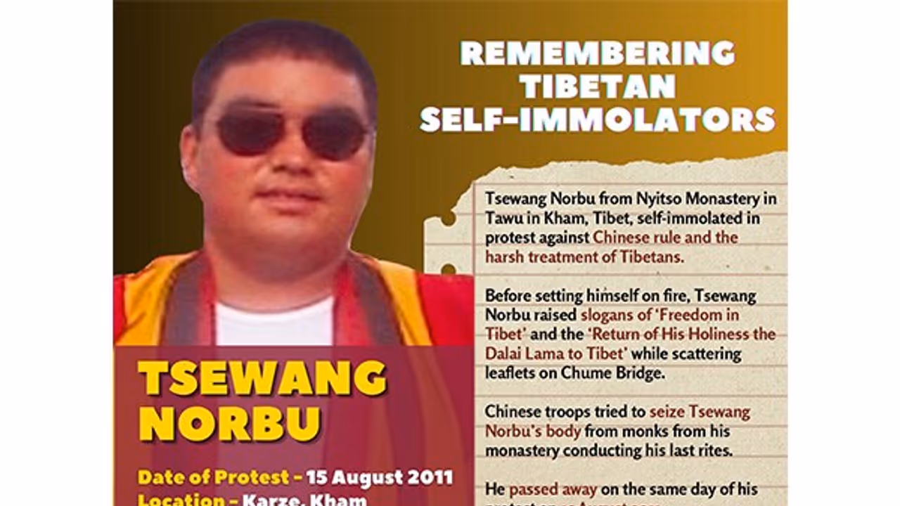 Tibetan Government Exile Remembers Monk Self Immolation Protesting Chinese Rule