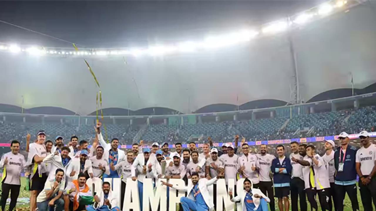 Team India with the ICC Champions Trophy. (Photo: BCCI) Team India with the ICC Champions Trophy. (Photo: BCCI)