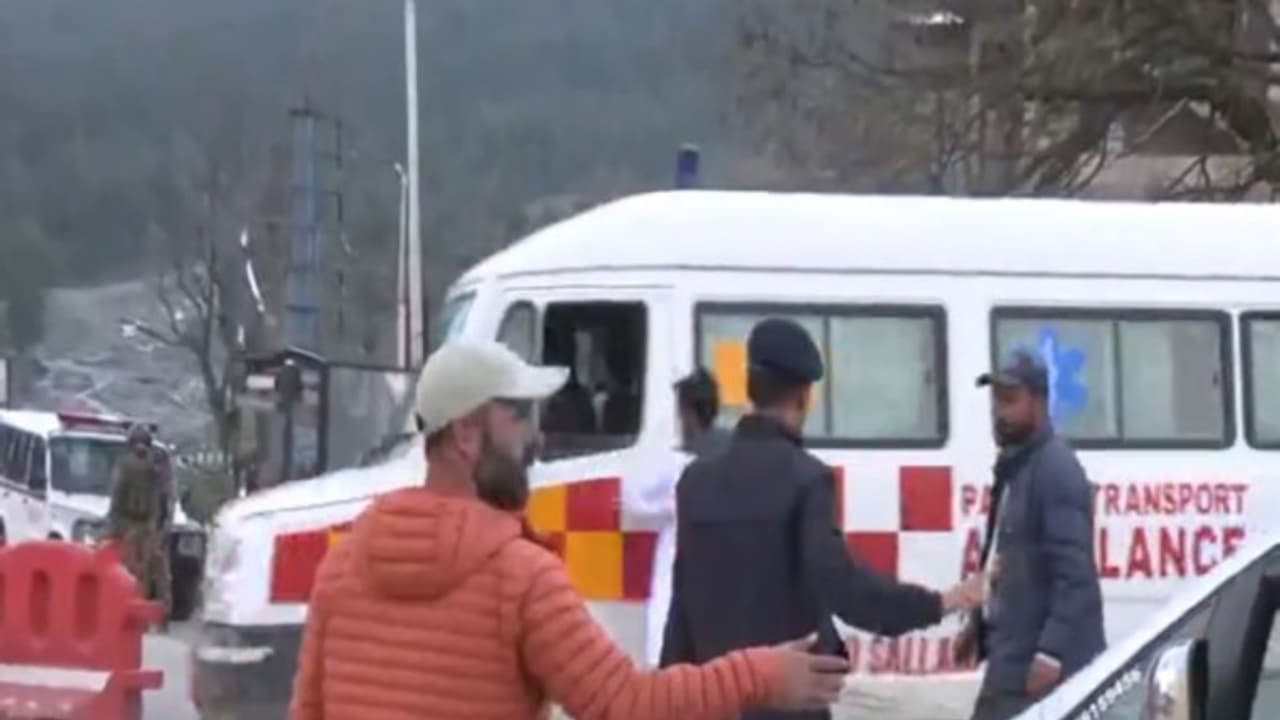 Ambulances evacuate injured from Pahalgam (Photo/ANI)