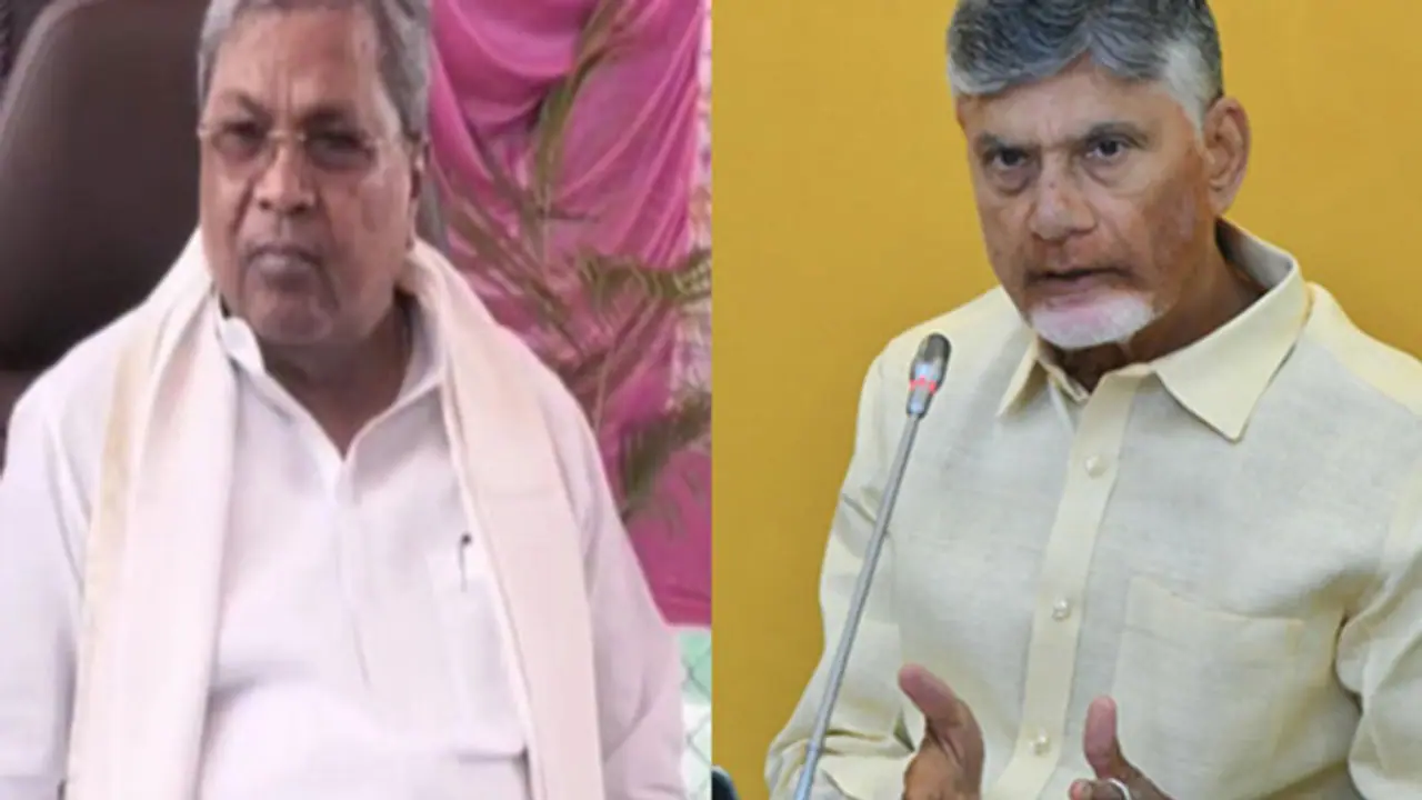 Karnataka CM Siddaramaiah and Andhra Pradesh Chief Minister Chandrababu Naidu (Photo: ANI) 
