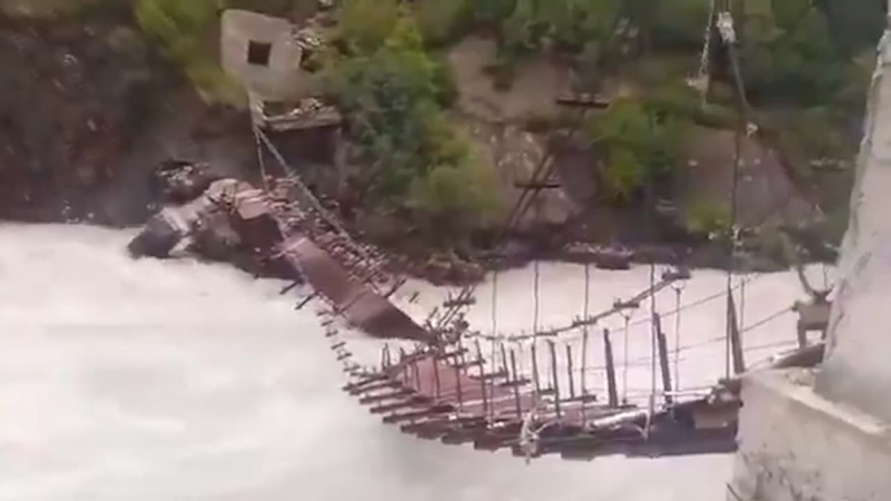 WATCH | Ferociously Overflowing Bhaga River Breaks Old Bridge In Himachal