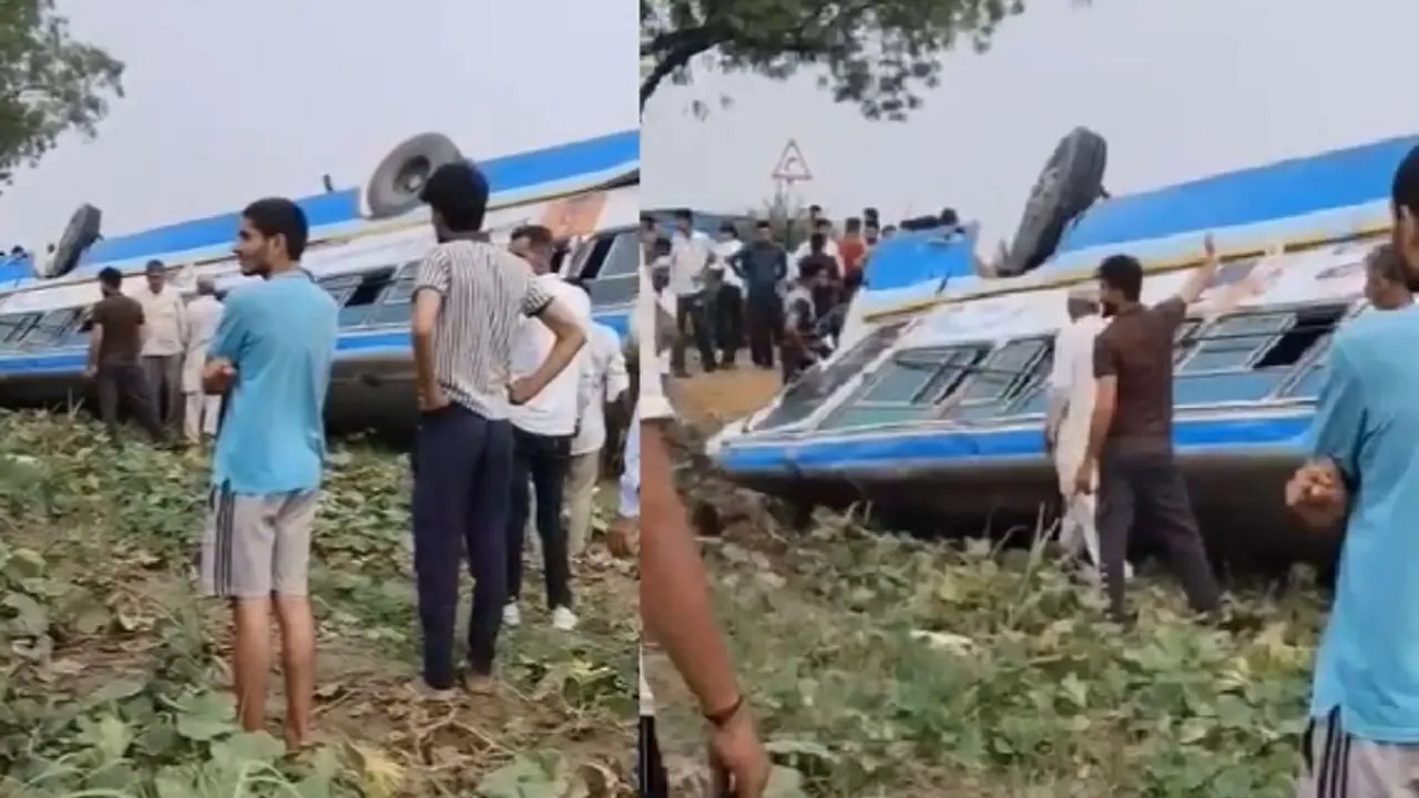 रोडवेज बस पलटी बस रोडवेज बस पलटी बस