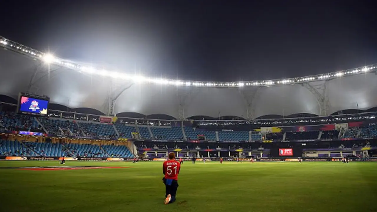 West Indies take the knee during the ICC Men's T20 World Cup match