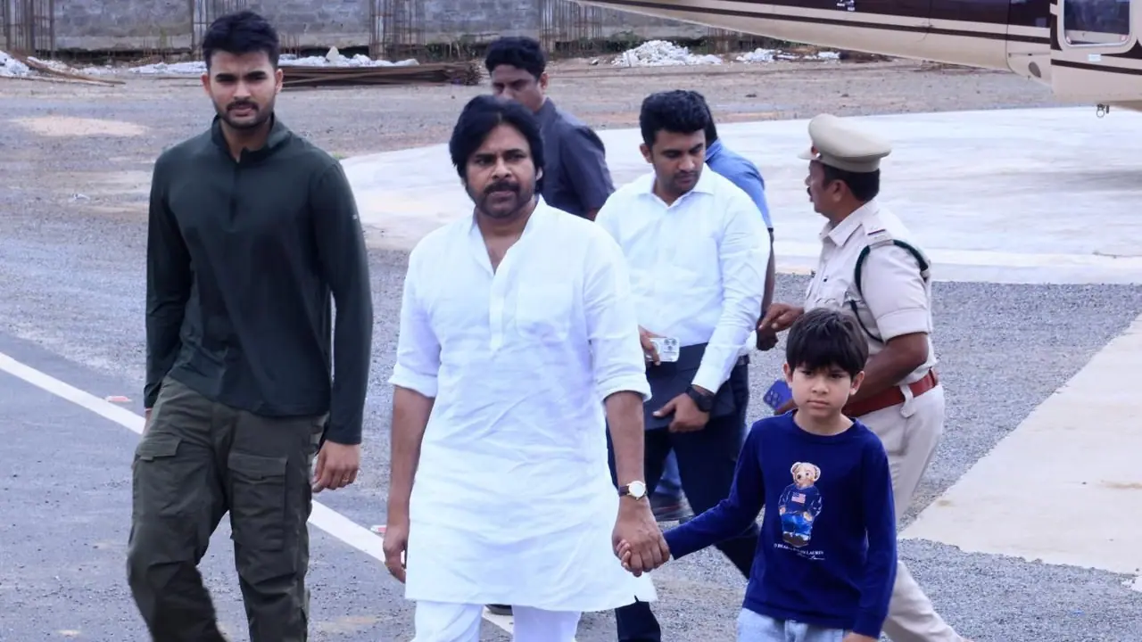 Pawan Kalyan with sons Akira and Mark Shankar spotted together first time 