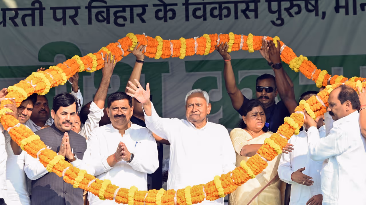 CM Nitish Kumar attends a public meeting in Bihar