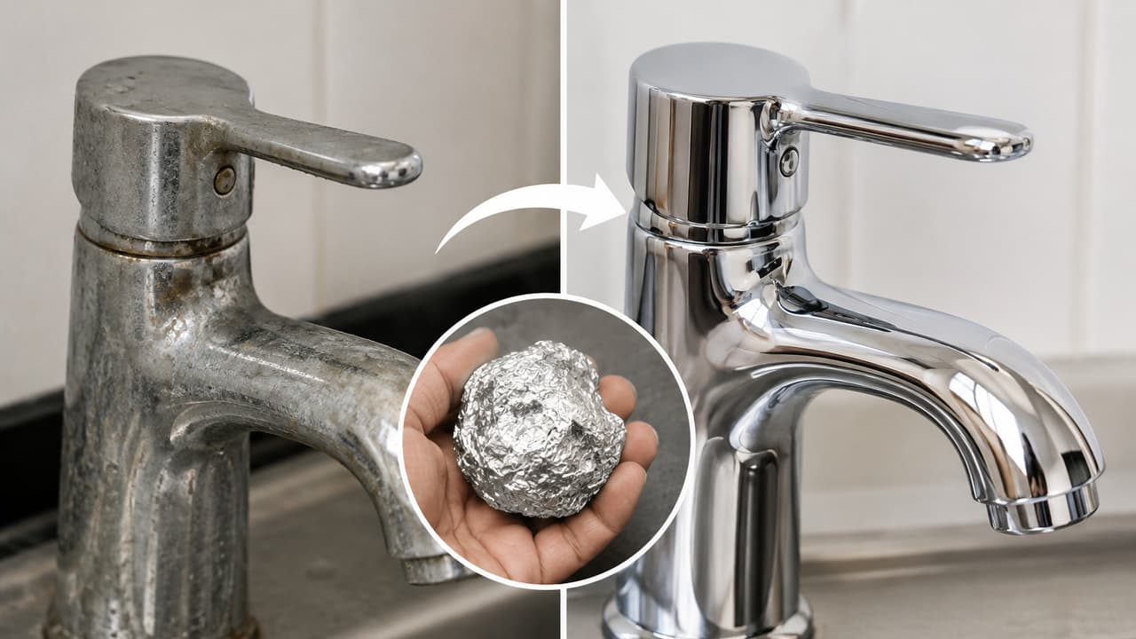Stubborn Stains on Kitchen, Bathroom Taps? This Simple Aluminium Foil Trick Restores Shine Stubborn Stains on Kitchen, Bathroom Taps? This Simple Aluminium Foil Trick Restores Shine