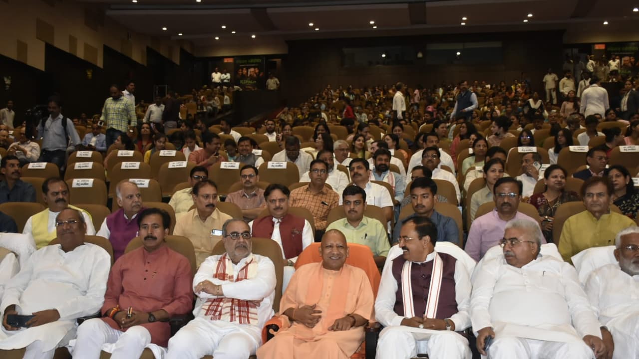 CM Yogi with cabinet watching the kerala movie CM Yogi with cabinet watching the kerala movie