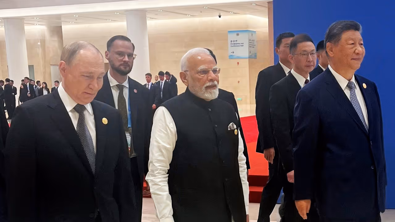 PM Modi, President Xi, and President Putin at SCO Summit