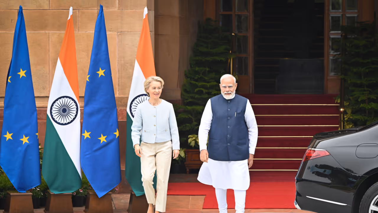 ursula von der leyen, narendra modi, india eu