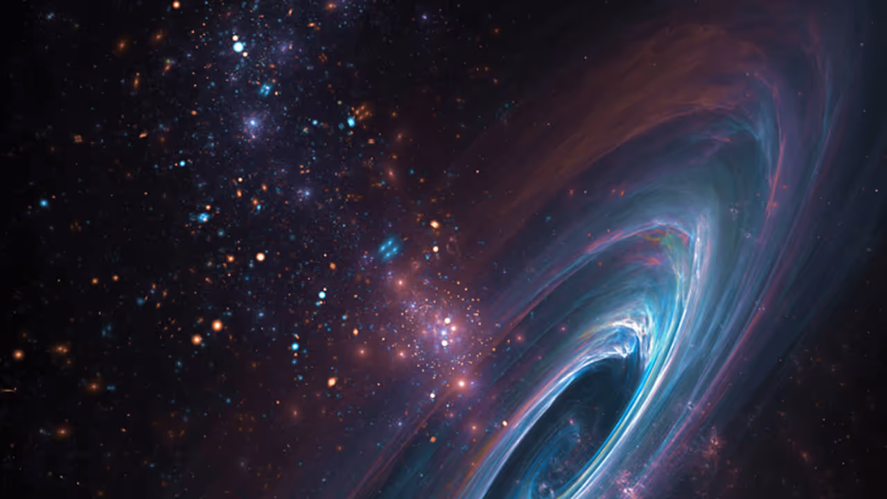 Starry sky with galaxies, nebulae, gas clouds, black holes 