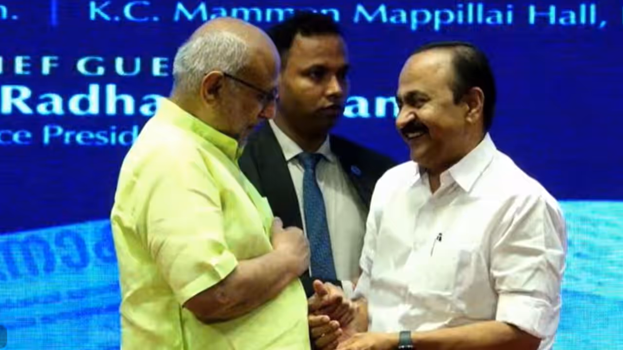 vice president cp radhakrishnan praises vd satheesan at deepika jubilee event vice president cp radhakrishnan praises vd satheesan at deepika jubilee event