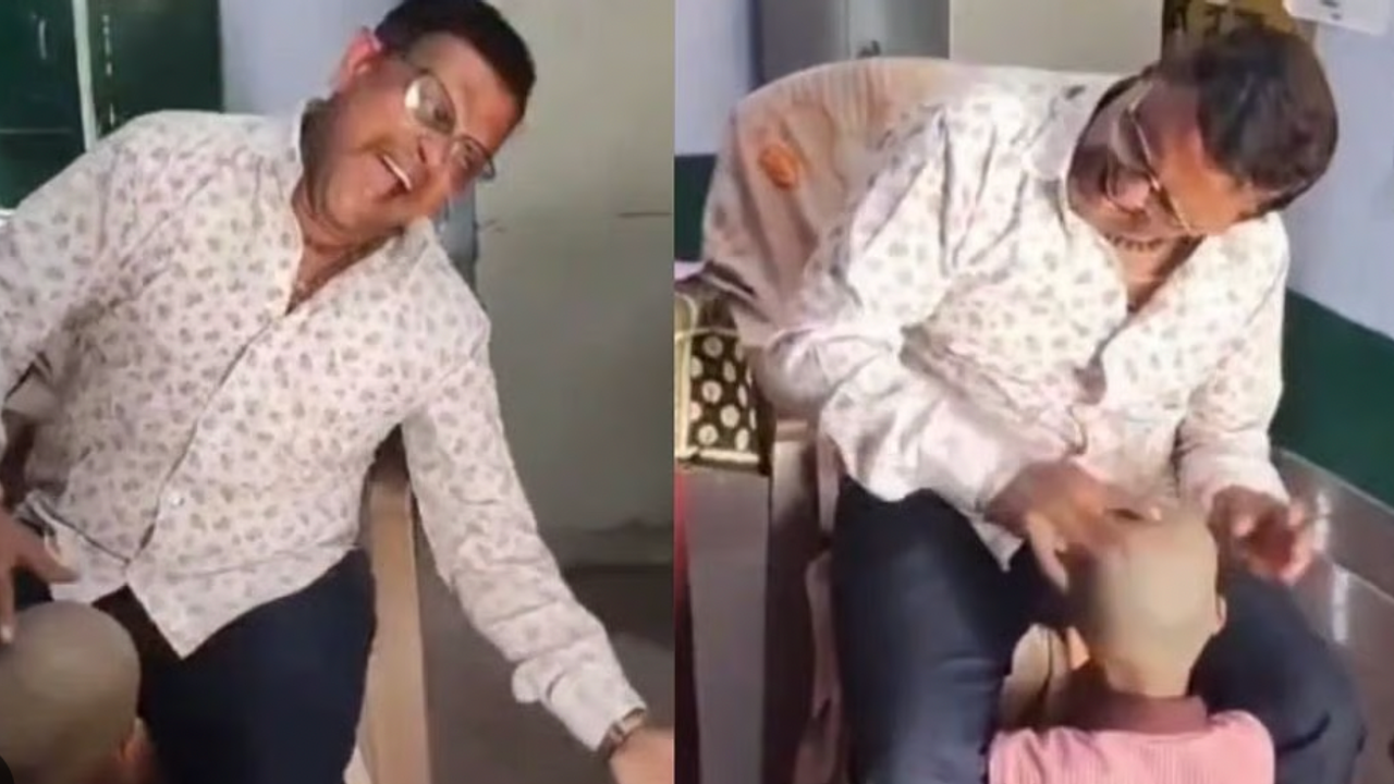 UP Teacher Suspended for Playing Tabla on Bald Students’ Heads, Viral Video Sparks Outrage UP Teacher Suspended for Playing Tabla on Bald Students’ Heads, Viral Video Sparks Outrage